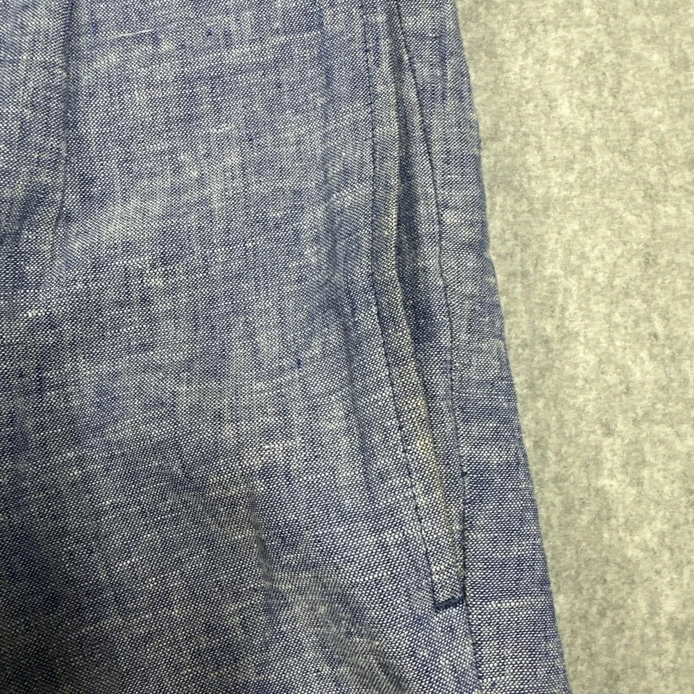 Alan Flusser Pleated Linen Rayon Blend Pants Men's 34x30 Blue Trousers Cuffed